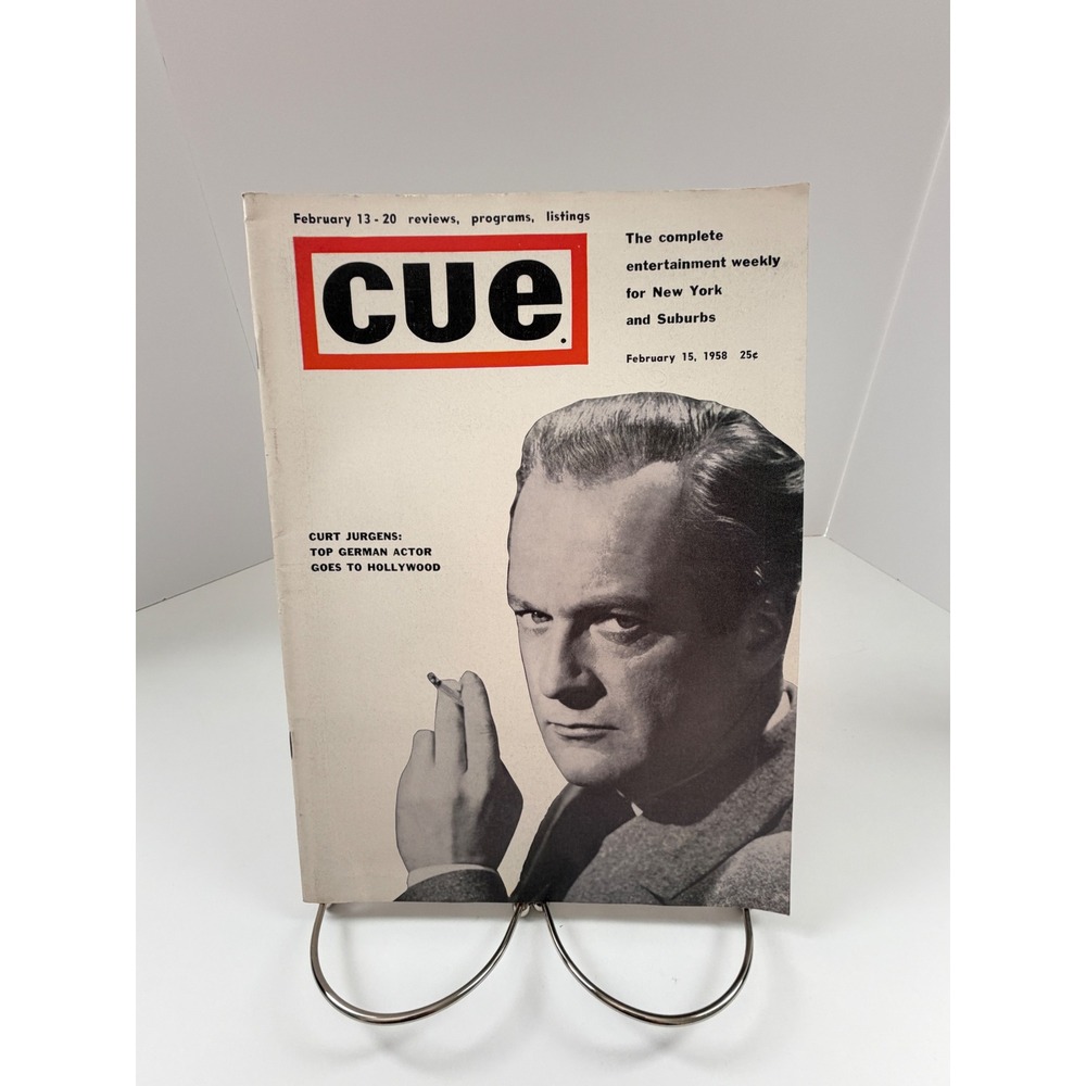 Vintage 1958 Cue Magazine Curt Jurgens Cover NYC Broadway TV Ads February‎ 15